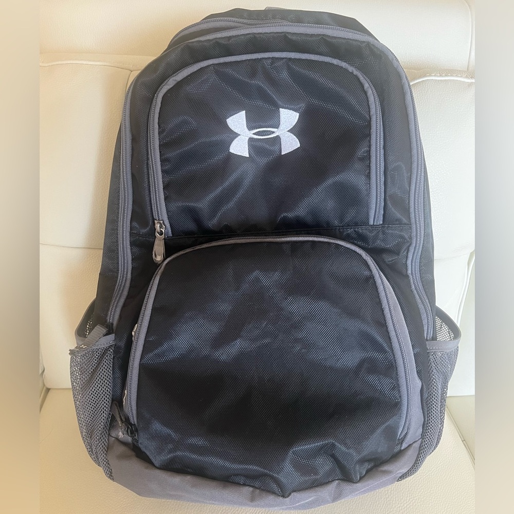 UNDER ARMOUR Black and Gray Backpack with White Logo